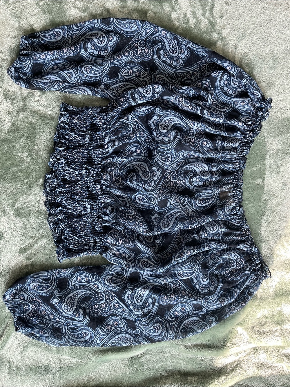 MICHAEL Michael Kors Navy Paisley Off-Shoulder Crop Top